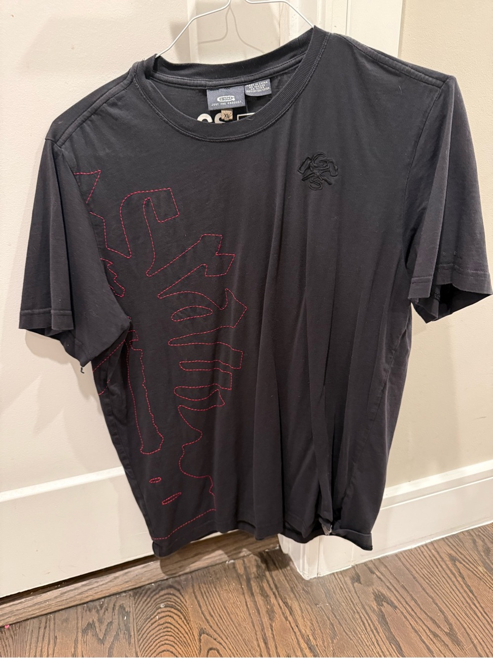 G-Star Black Short Sleeve Tee with Red Stitch Graphic